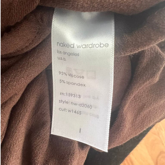 Naked Wardrobe Ruched Long Sleeve Back Cutout Mini Dress in Chocolate - Picture 10 of 11